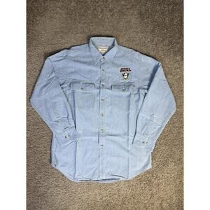 Vintage Haleman Shirt Mens Large Blue Chambray Long Sleeve Button Up